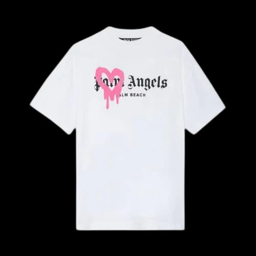 Palm Angels Palm Beach Heart Sprayed Logo T-Shirt White