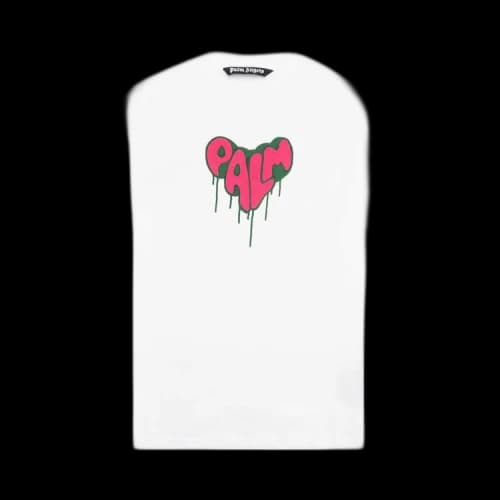 Palm Angels Spray Heart Classic Tee 'White/Fuchsia'
