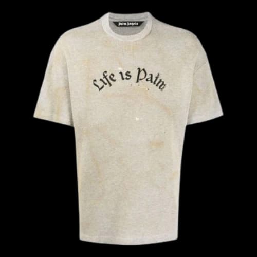 Palm Angels FW22 Life Is Palm Washed T-Shirt 'Grey Beige Black'