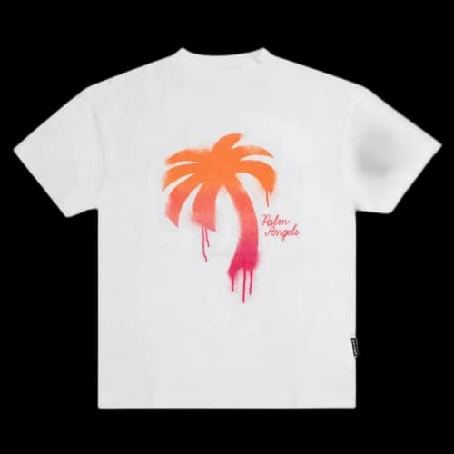 Palm Angels Sprayed Palm Classic T-Shirt White/Fuchsia