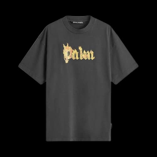 Palm Angels Burning Logo Tee 'Black/Gold'