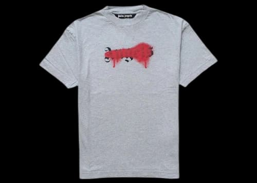 Palm Angels Paint-splatter Logo T-shirt Grey/Red
