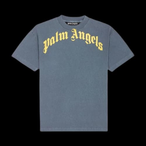 Palm Angels Logo Print Crewneck T-shirt Blue