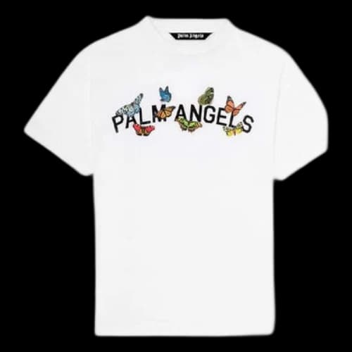 PALM ANGELS Multi-Color Printing Short Sleeve White