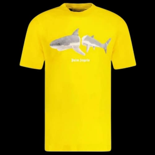 Palm Angels Classic Shark Design T-Shirt Yellow