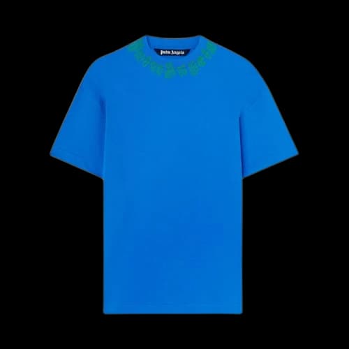 Palm Angels Neck Logo Tee 'Blue/Green'