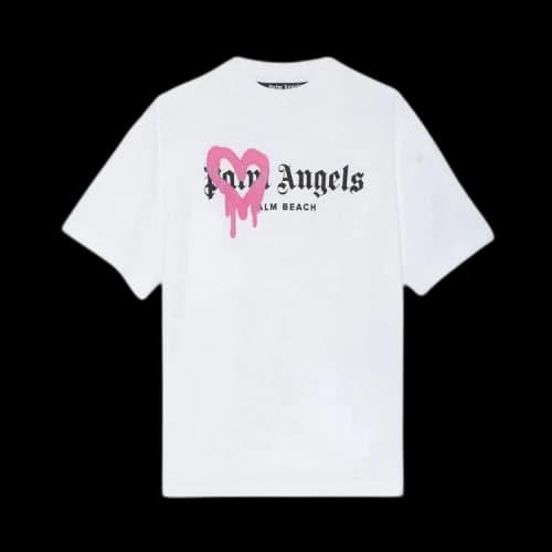 Palm Angels MI Heart Sprayed Tee Pink/White