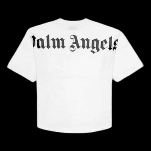 PALM ANGELS Logo Mock Neck Tee Logo Printing Short Sleeve White