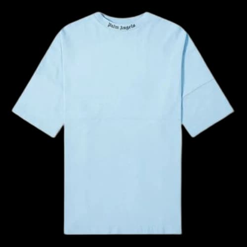 PALM ANGELS Logo Mock Neck Tee Logo Printing Short Sleeve Blue
