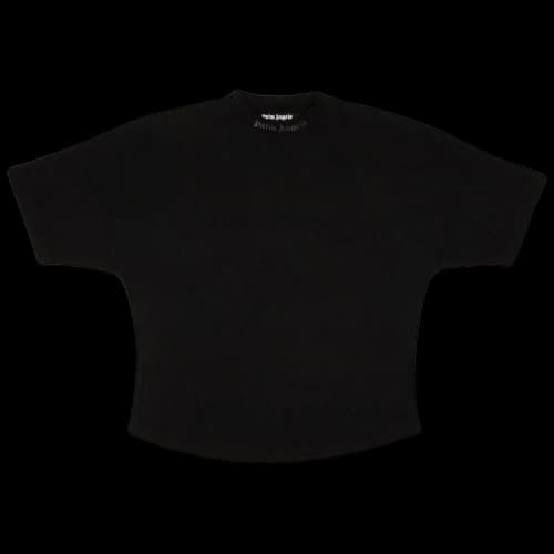 Palm Angels Oversized Mock Neck Glitter Logo T-Shirt Black/Black