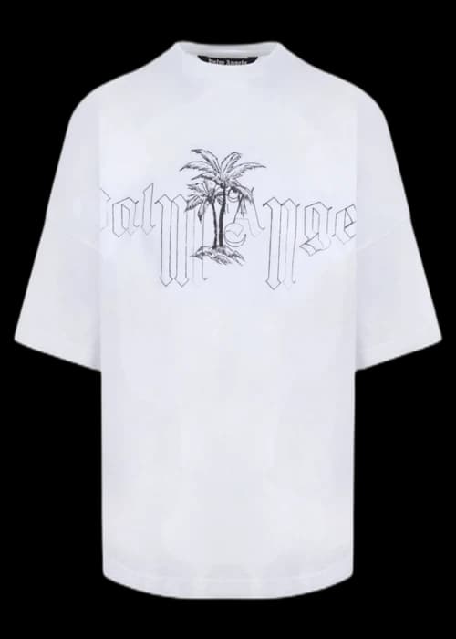 Palm Angels Logo Illustration Oversized T-Shirt White/Black