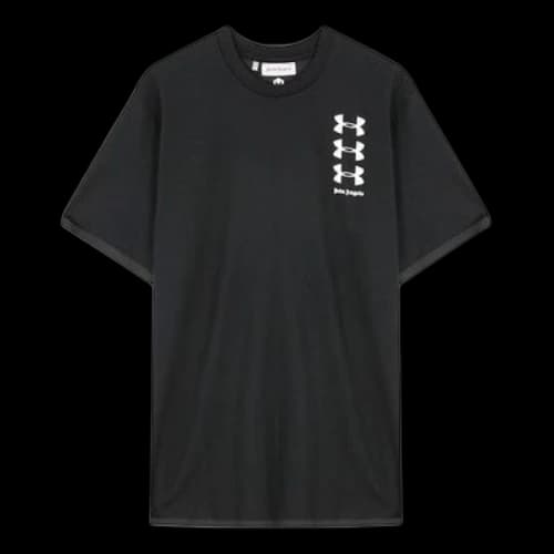 PALM ANGELS Round Neck Solid Color Logo Short Sleeve Black