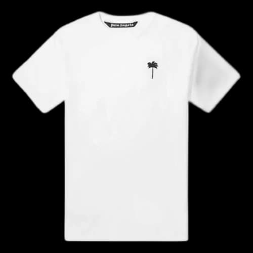 PALM ANGELS Palm Logo Tee Chest Brown logo Short Sleeve White