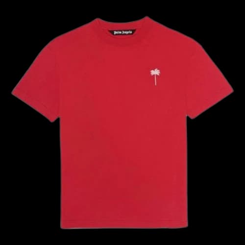 PALM ANGELS Big Palm Back Print Tee Large Brown Printing Short Sleeve Red