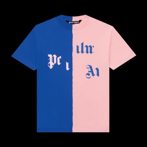 Palm Angels Broken Logo Tee 'Blue/Pink'