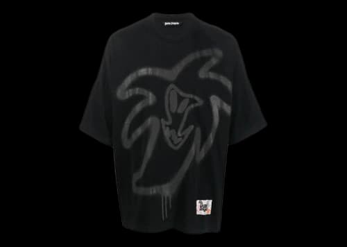 Palm Angels Graffiti-Print Organic Cotton T-shirt Black