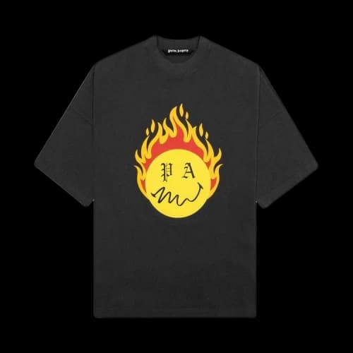Palm Angels Burning Head Loose Tee 'Black/Yellow'