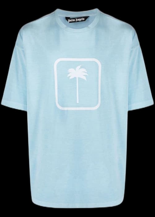 Palm Angels PXP Tonal Palm Tree Print T-Shirt Turquoise White
