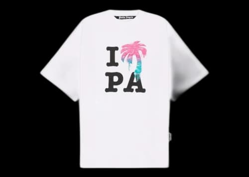 Palm Angels Logo Print T-shirt White Multicolor