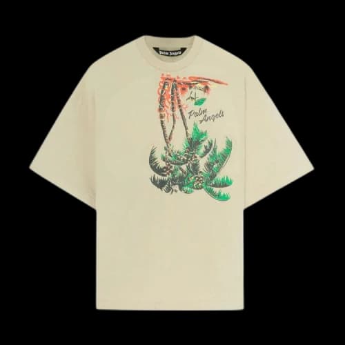 Palm Angels Upside Down Palm Tee Beige/Green