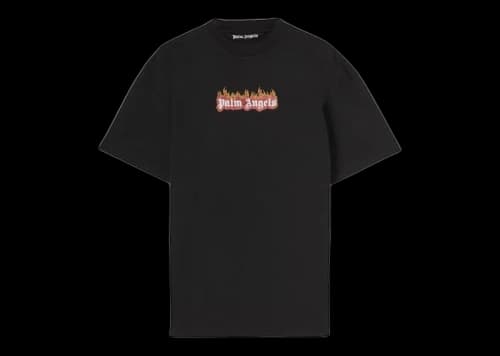 Palm Angels Garment Dye Burning Logo Classic T-Shirt Black/White