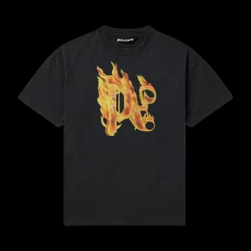 Palm Angels Burning Monogram T-Shirt Black/Gold