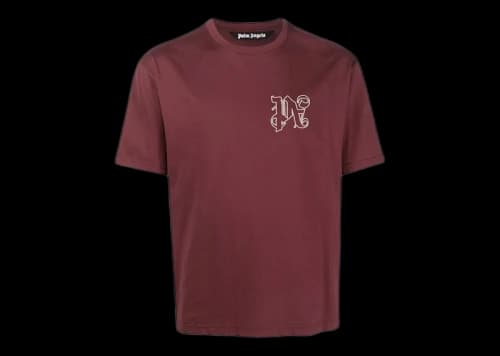 Palm Angels Monogram Cotton T-shirt Bordeaux red/white