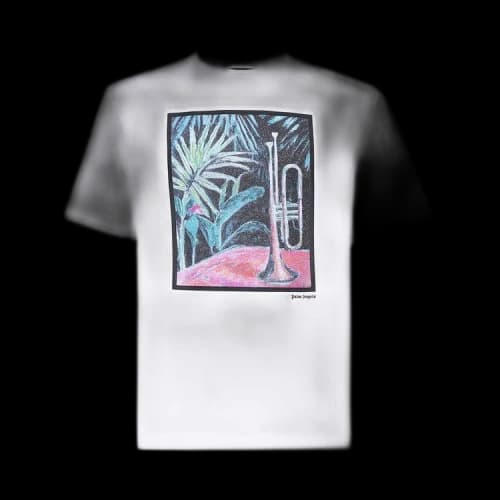 Palm Angels Oil On Canvas Cotton T-shirt White