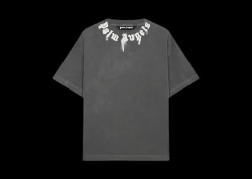 Palm Angels Curved Logo Graffiti T-shirt Grey