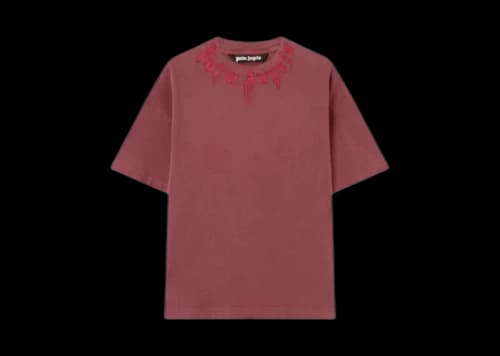 Palm Angels Curved Logo Graffiti T-shirt Burgundy