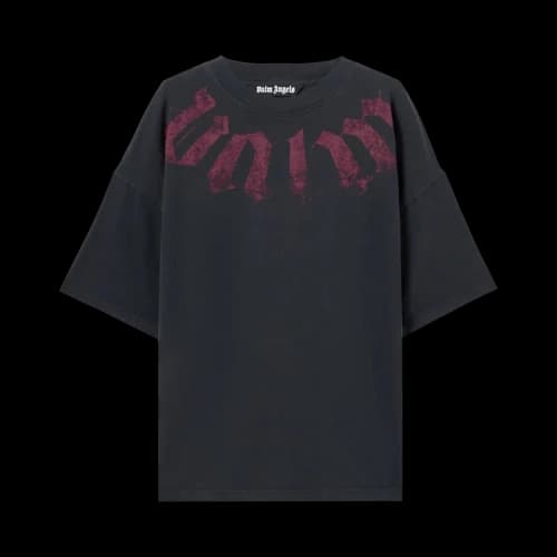Palm Angels Big Neck Logo Loose T-Shirt 'Black/Burgundy'