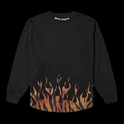 PALM ANGELS Brown Angel Tiger Flame Long Sleeves Black