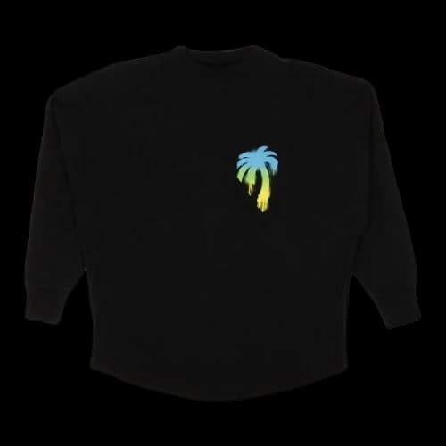 Palm Angels Sprayed Palm Logo Over Longsleeve T-shirt Black/Green