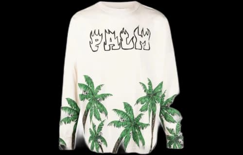 Palm Angels Palms and Skull Longsleeve White/Green