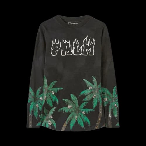Palm Angels Palms&Skull Over L/S T-Shirt Black/Green