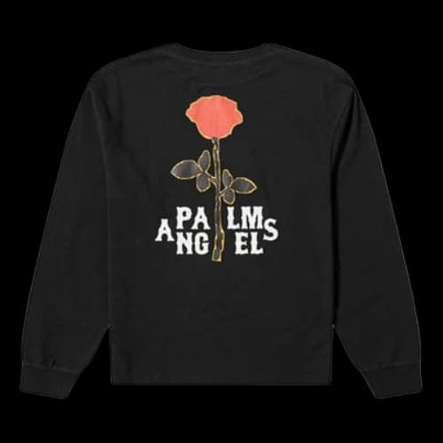 PALM ANGELS Back Rose Printing Long Sleeves Black