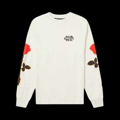 Palm Angels Side Roses Long-Sleeve Tee 'Blue Red'