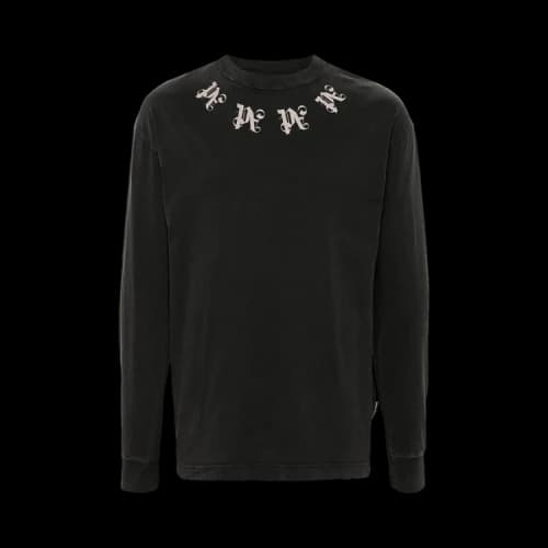 Palm Angels Statement Monogram Long Sleeve T-shirt Black