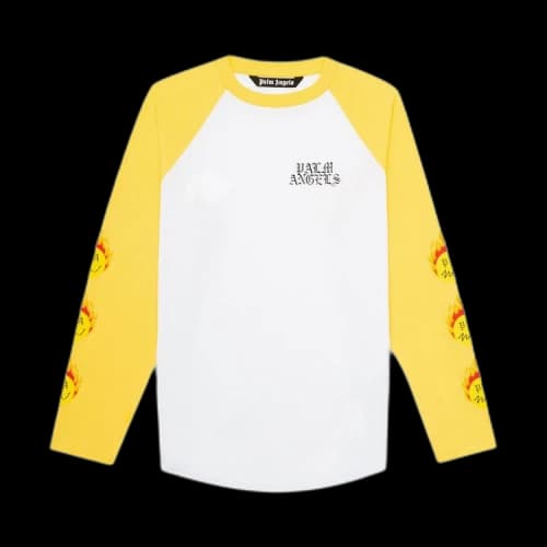 Palm Angels Burning Head Vintage Long-Sleeve Tee 'White/Yellow'