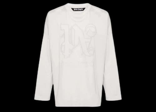 Palm Angels Monogram Cotton T-Shirt Light Grey