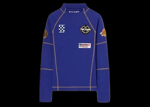 Moncler x Palm Angels Long Sleeves Racing T-Shirt Blue/White