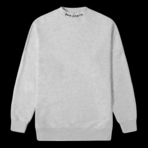 PALM ANGELS Logo Over Sweatshirt Logo Pullover Gray
