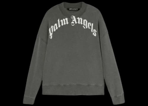 Palm Angels GD Curved Logo Crewneck Sweater Grey