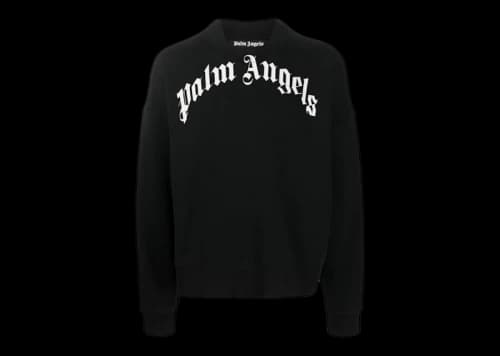 Palm Angels Curved Logo Crewneck Black