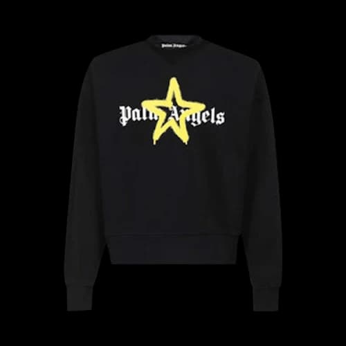 Palm Angels Spray Star Logo Sweatshirt Black/Yellow
