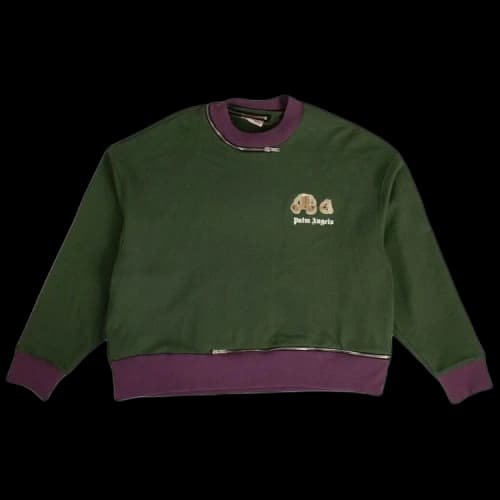 Palm Angels Kill The Bear Zipper Crewneck Sweatshirt 'Green'