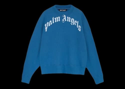 Palm Angels Curved Logo Sweatshirt Blue/White