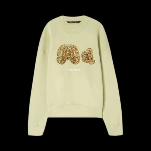 Palm Angels PA Rhinestones Bear Sweatshirt Mint/Gold