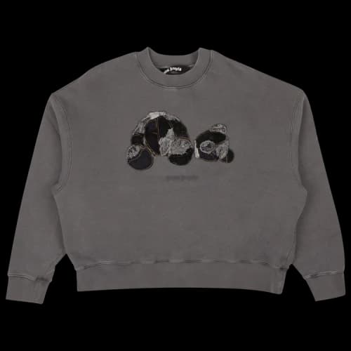Palm Angels Patchwork Ripped Bear Crew 'Indigo'