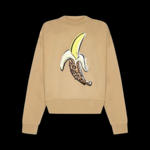 Palm Angels Leopard Banana Crewneck Nuts/Yellow